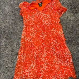 DKNY Womens Dress - Red and White Flowered